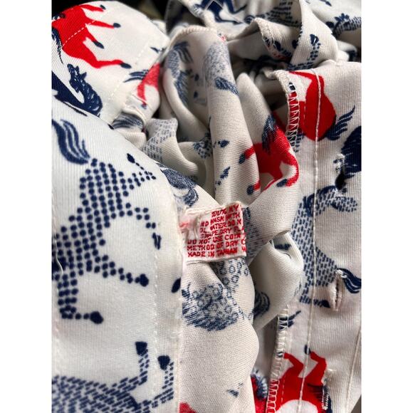 Vintage 70s Horse Print Shirt | 1970s Red White Blue Size S/M - Picture 5 of 5